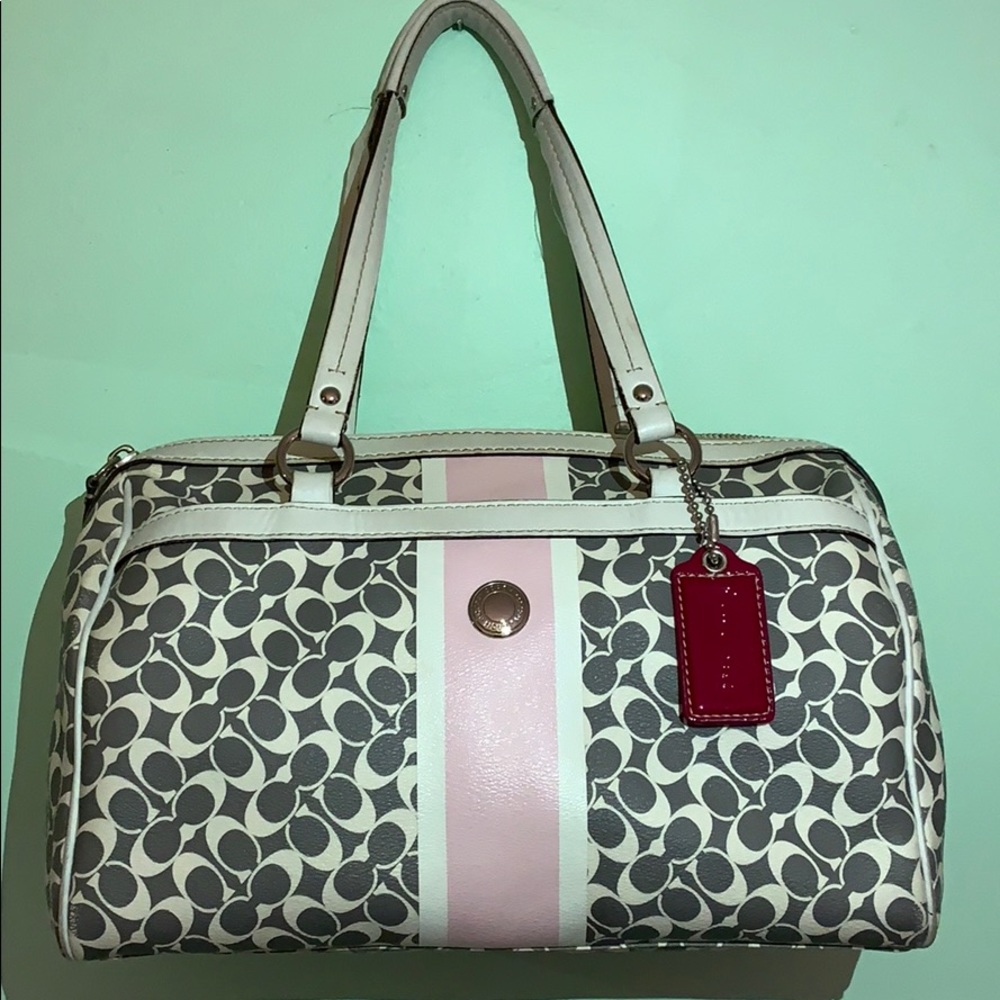 Coach grey pink and white shoulder bag
